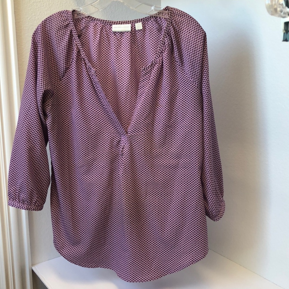 New York & Co purple print flowy blouse